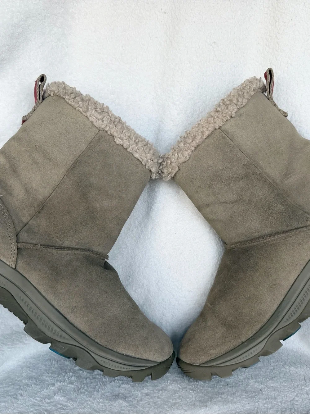 Merrell IcePack waterproof Winter Boots Taupe Suede Faux Fur Sz 8